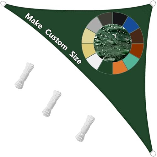 Polyester Sonnensegel 3x3x4.3M, Sonnenschutz Schutzplane, Wetterschutz Wasserabweisend UV-Schutz, mit Freiem Seil, für Garten und Balkon, Sand - Dunkelgrün