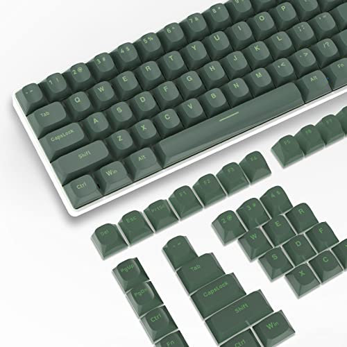 PBT Keycaps 117 Tasten, OEM Profil Double-Shot Tastenset für Gaming Tastatur, ISO/ANSI-Layout (US), für Cherry Gateron Kailh MX Schalter Mechanische Tastatur, Dunkelgrün