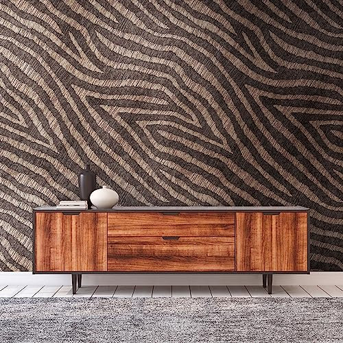 Livingwalls Vliestapete - Tapete Zebra in Beige, Schwarz und Braun - Wandtapete für verschiedene Räume - Wandbild XXL 2,80 m x 1,59 m