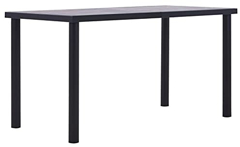 Homgoday Esstisch Schwarz und Grau Zement, 140 x 70 x 75 cm aus MDF, Gartentisch, Terrassentisch, Esstisch, Gartentisch, Outdoor-Tische