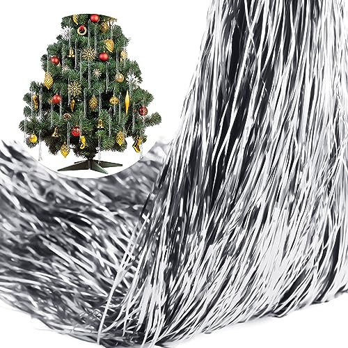 Timgle 20000 Stück Eiszapfen Lametta Stränge für Weihnachtsbaum Lametta Folie Fransen Glänzende Eiszapfen Girlande für Weihnachtsbaum Party Dekor Geburtstag Supplies (Silber)
