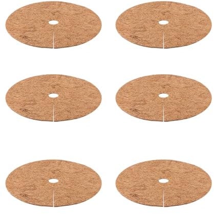 Jasfyee 6PCS 30cm Coconut Fibers Tree Mulch Ring Protector Mat, Natural Coco Coir Tree Protector Root Soil Cover for Cypress, Landscaping, Soil Cover for Indoor Outdoor Plants