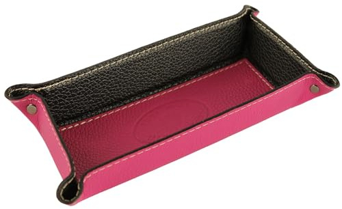 modamoda de - K02 - Dekoschale Taschenleerer Ablage aus Echtleder 20x10x4 cm, Farbe:Pink