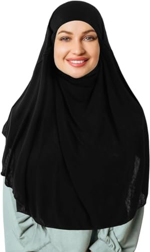 DAMILY Turban Cap Solide Muslimische Frauen Trikot, Hijab, Schal, Kopftuch, Muslimah Schal Turban Cap, Schwarz, lang, 38