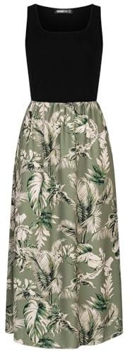 Cloud 5ive Damen Kleid Maxi-Dress 2-Tone mit Palmen Print