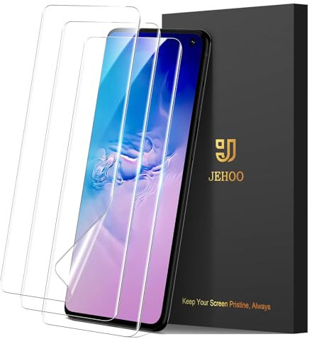 JEHOO Schutzfolie für Samsung Galaxy S10, 3 Stück Weiche TPU Schutzfolie[Nicht-Glas], HD Klar Blasenfreie Vollständige Abdeckung Fingerabdruck-ID Unterstützen