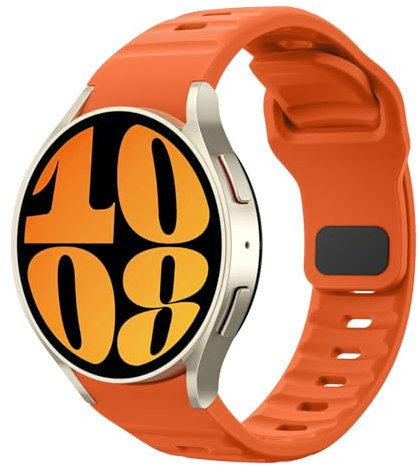 MoKo Correa Robusta Compatible con Samsung Galaxy Watch 7 FE 6 5 4 40mm 44mm/Watch 6 Classic 43mm 47mm/5 Pro 45mm/4 Classic 42mm 46mm, 20mm Pulsera de Repuesto de Silicona para Hombre, Naranja