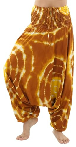 PANASIAM Tie-Dye Aladinhose Sunrise - Unisex Haremshose, Goa-Hose, Hippie-Hose, Sarouel, Pumphose, Pluderhose, Muckhose - Yoga, Freizeit, 100% Viskose