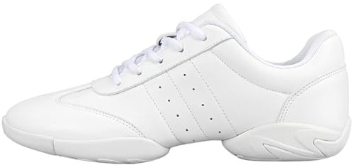 Scarpe da cheerleading da ragazza, da cheerleading, da ballo, da competizione, da tennis, traspiranti, super leggere, per donne, sport, allenamento, tennis, scarpe da ginnastica, bianco, 30 EU