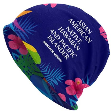 Thermo Strickmütze Monat des Asiatisch-Amerikanischen Und Pazifischen Kulturerbes Cuffed Plain Hat Einstellbare, Mehrweg Schädel Cap Laufmützen Für Skifahren Damen Winter