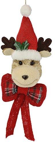 Türhänger Rentier mit Schleife und Mütze 42cm Adventsdekoration Dekofigur für Tür Wand Fenster Türschmuck Türdeko Weihnachtsdeko Tierfigur Rentier Türschild mit Elch Deko für Weihnachten, Elch