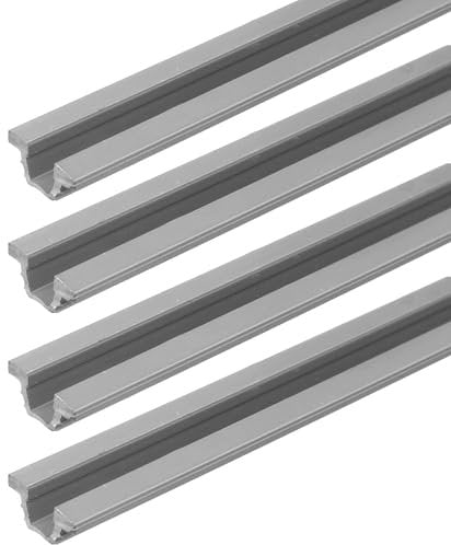 cyclingcolors 4x Riel 1m para Puerta de Armario para Ruedas Puertas Correderas Guía de Carro Corredizas Plástico, Gris