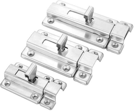 FEFEF Stainless Steel Bolt Lock, Automatic Spring Door Buckle Door, Anti-Theft Lock, Manual Two-Way,(4 Inch)