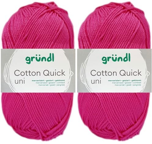 2x50 Gramm Gründl Cotton Quick Häkelgarn aus 100% Baumwolle 128 Pink