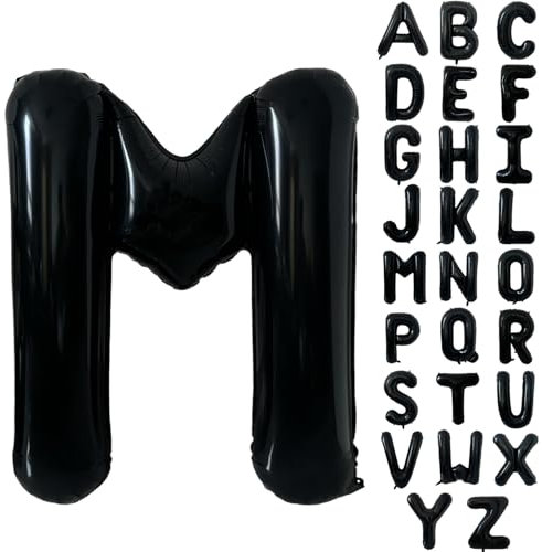 Schwarz Alphabet Ballon Große Mylar Folie Helium Brief Luftballons 40 Zoll Schwarz Luftballons Alphabet Buchstaben für Geburtstag Brautdusche Jubiläumsdekorationen(Letter M)