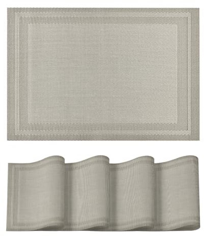 Artoid Mode Vinyl Champagner PVC Platzsets 4er Set, 30x45cm Tischsets Waschbar Schmutzabweisend Hitzebeständig Platzdeckchen Innen Küche Deko
