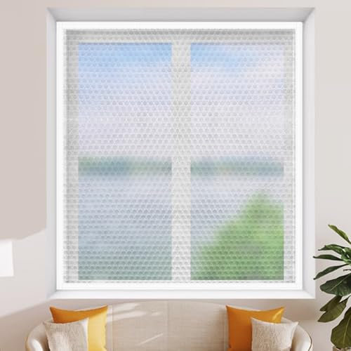 Blasenmodell Fenster Isolierfolie Kälteschutzfolie Thermofolie Gegen Kälte Thermo Vorhang Selbstklebend Fensterisolierfolie für Winter (165x160cm)