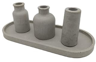 Dekorative Beton-Vasen auf Tablett | Set aus 3 Stück | Betonfreude| Vasen | Blumenvase | Zeitlose Dekoration aus Beton