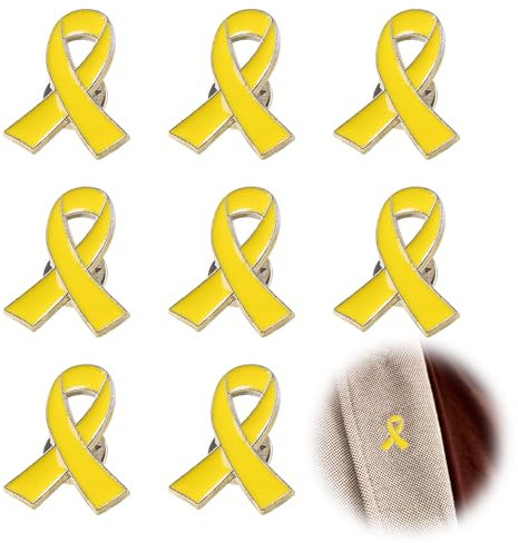 9 PCS Bring Them Home Pin, Metal Mental Health Pin Badge, Yellow Cancer Awareness Ribbon Pins, Yellow Cancer Ribbon Pin for Support Campaign, Mental Health Awareness Pins for Charity Donation Event