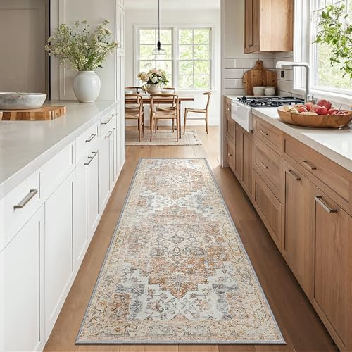 GENIMO Läufer Flur rutschfest 80x200cm, Vintage Teppiche Flur, Waschbare Teppich, Bettumrandung Schlafzimmer, Lang Läufer Küche, Korridor, Treppe
