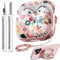Safety Lock Inesore Floral Cute Hülle Compatible with AirPods 4 - Pink Berry Flower Case for Women Girls, with Cleaning Kit and Keychain(ANC/2024)