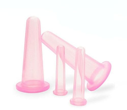 4er-Set Silikon-Massageglocken (2x Gesicht und 2x Mini) – Hautfreundliche Schröpfgläser für Gesichtspflege und Körperentspannung