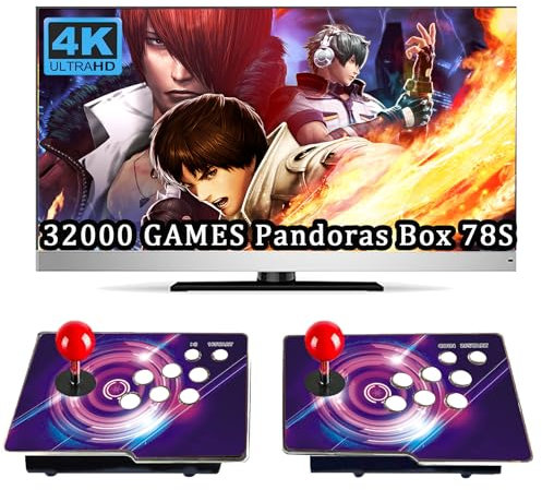 RegiisJoy Pandoras Box 78S Console de jeu d'arcade rétro 32000 en 1, jeu modifié magique 3D à 4 joueurs, fonction de recherche Save Delete, liste des favoris, combo à un bouton, 128 Go TF, console