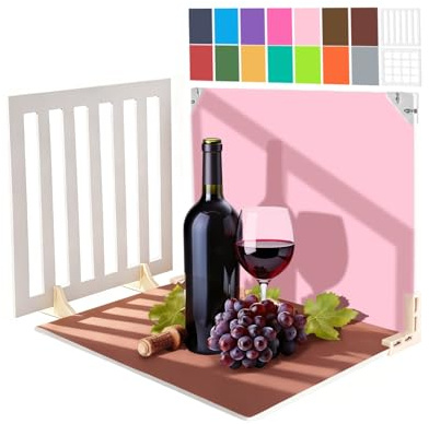 EMART Product Photography Backdrop Board Kit 40x30cm,Double-Sided(14 Pcs) | Photo Backdrop,40x30cm,14Pcs Double-Sided Solid Colour Papers,2 Window Shadow Boards,Waterproof,Dustproof,Tabletop Shooting