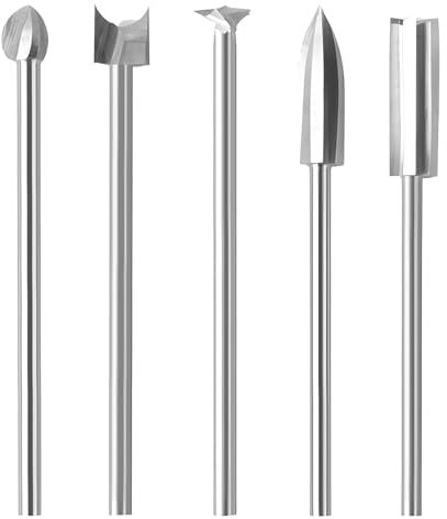 Wood Carving Bits Set Compatible with Dremel Rotary Tool, 5PCS Wood Carving Tools High Speed Steel Woodworking Carving Bits with 3.0mm/1/8” Shank for Woodworking/Furniture/Micro Sculpture
