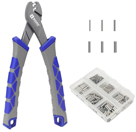 Booms Fishing Crimpzange Werkzeug:16.5 cm Crimper für Single Barrel - 300pcs Hülsen und Lanyard enthalten, XW41