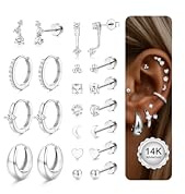 Diamday 11 Pairs Piercing Ohr Helix Piercings Gold Silber Ohrringe für Damen Flache Medizinische Ohrstecker Creolen Ohrringe Ohr Piercing Set Conch Helix Tragus Piercing für Mehrere Ohrlöcher