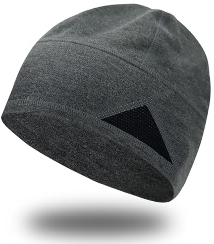 Shecret Leichte Beanie-Mütze, Atmungsaktiv & Wärmend, Dehnbar & Helmtauglich, Für Laufen, Radfahren & Outdoor-Sport, Unisex Skull Cap für Damen und Herren Dunkelgrau