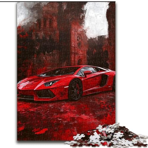 Puzzle 1000 Teile, Roter Sportwagen, 1000-teiliges Puzzle, Familienaktivität, Heimdekorationsgeschenk, Familienspielzeugspiel (Größe 26x38cm)