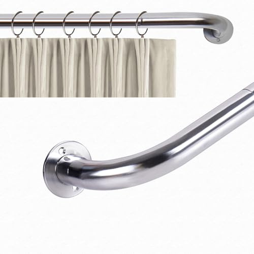 Aspire Homeware Curtain Pole Extendable Room Darkening Blackout Curtain Rod with Curved Pole 160 cm to 300 cm Chrome Adjustable Curtain Poles for Eyelet Curtains Rings, Brackets, and Fittings Set