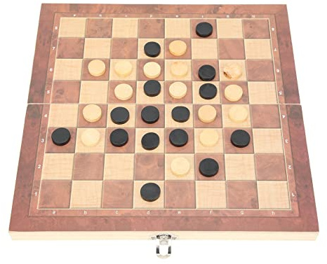Alomejor Dame-Brettspiel, Schachbrett aus Holz, für und Erwachsene, Tragbares Interaktives Familienbrettspiel für die Reise (S)