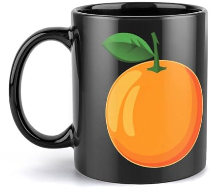 Orange Fruit Black Coffee Mug Cute Ceramic Cup with Handle Gift for Tea Coffee Home Work