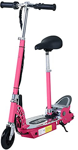 HOMCOM Electric Scooter for Kids, Foldable Powered Scooters for Age 7-12 with 120W Motor, Up to 10 KM/H & 8 KM, Adjustable Ride on Toy (Pink)