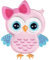 PatchMommy Eule Rosa Blau Patch Aufnäher Applikation zum Aufbügeln Bügelbild - für Kleidung Jeans Jacken Kinder Baby
