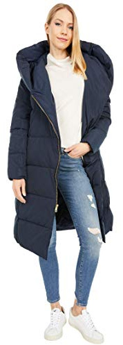 Cole Haan Women's Long Size Zip Hooded Quilted Down Coat Down Outerwear, Navy, M