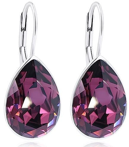 Ohrringe Silber Lila Swarovski Kristalle Amethyst Tropfen NOBEL SCHMUCK