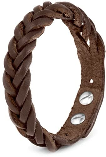 Simaru Lederarmband Herren, echtes Leder pflanzlich gegerbt, Geflochtenes Herrenarmband, Armband für Männer größenverstellbar (braun)