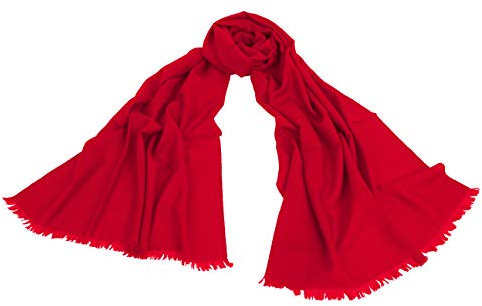 Avenella XXL Merino-Wollschal Damenschal (205x68 cm inkl. KURZE FRANSEN); Feiner & weicher unifarbener Schal Tuch Stola, 100% Wolle in vielen Farben, ROT