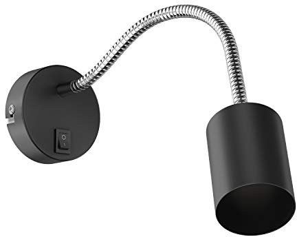 ledscom.de Leselampe/Wandleuchte WAIKA, Schwanenhals, Schalter, schwarz matt, 1x GU10 max. 60W