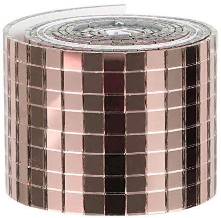 Self-Adhesive Mirror Mosaic Tiles Roll, Rose Gold Glass Mini Square Stickers for Wall Decoration, Waterproof and Odorless, Ideal for Home, Kitchen, Bathroom, Office, and More