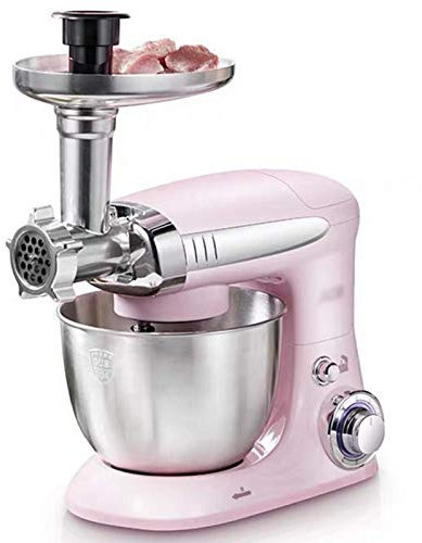 GAOLIGUO Stand Mixer 4L, 1000W 6 Speed Food Mixer with Dough Hook, Whisk & Beater Mixing Bowl and Food Grinder, Electric Kitchen Mixer,Pink