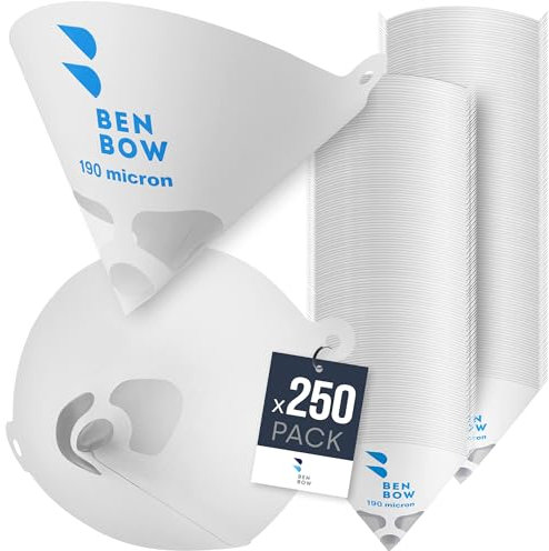 BenBow Filtro per Vernice 190µ x 250 Pezzi - Filtro monouso in Carta con Tessuto in Nylon - per filtrare Vernici e Colori da impurità