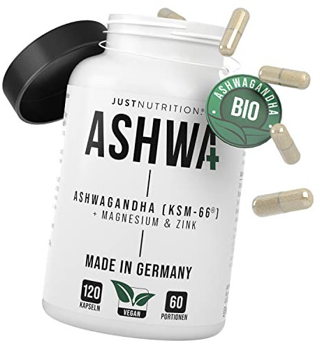 Ashwagandha KSM-66® - 600mg pro Tagesdosis (120 kleine Kapseln) - Zink, Magnesium & Vitamin B6 - mit 30mg Withanolide - hochdosiert
