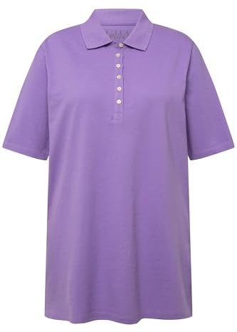 Ulla Popken Damen Polo Hemd_637297 Shirt Tight, Blaues Flieder, 54-56 EU