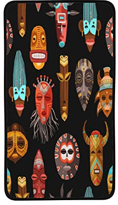 ASEELO 71 x 40,5 cm Handtuch afrikanische Rituale ethnische Stammesmasken Korallen-Samttuch Badetuch weiches Badetuch