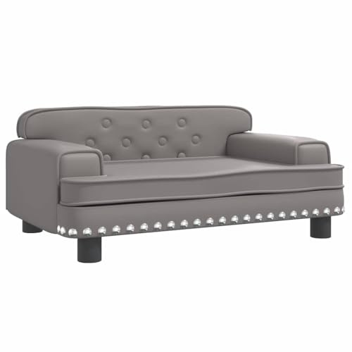 vidaXL Hundebett, Hundekissen mit weicher Polsterung, Hundesofa Hundecouch für kleine Hunde Haustiere, Haustierbett Katzenbett, Grau Kunstleder